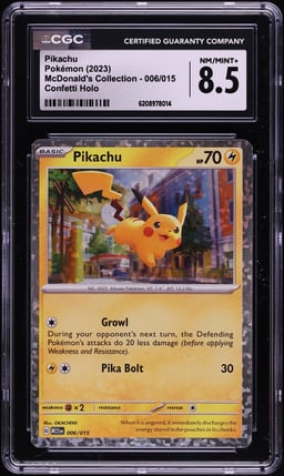 2023 Pokemon Scarlet & Violet McDonald's Collection Confetti Holo Pikachu #6 CGC 8.5 NM-MT+