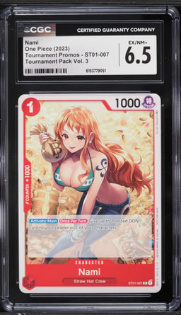 2023 One Piece Promo Tournament Pack Volume 3 Nami #ST01-007 CGC 6.5 EXMT+