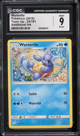 2019 Pokemon Sun & Moon Team Up Wartortle #24 CGC 9 MINT
