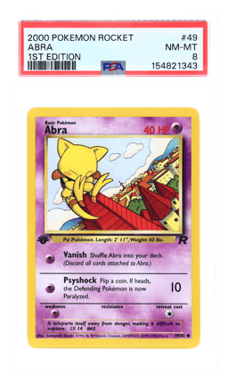 2000 Pokemon Team Rocket 1st Edition Abra #49 PSA 8