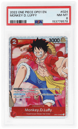 2022 One Piece Romance Dawn Super Rare Monkey D. Luffy #OP01-024 PSA 8