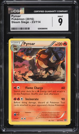 2016 Pokemon XY Steam Siege Pyroar #23 CGC 9 MINT