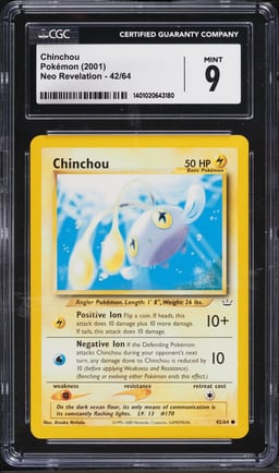 2001 Pokemon Neo Revelation Chinchou #42 CGC 9 MINT