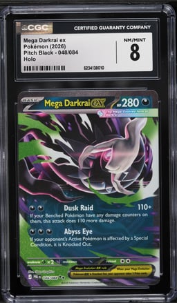 2026 Pokemon Mega Evolution Pitch Black Holo Mega Darkrai Ex #48 CGC 8 NM-MT