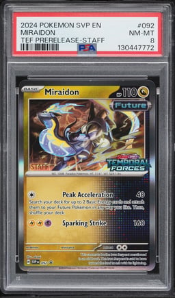 2024 Pokemon Scarlet & Violet Promo Temporal Forces Prerelease Staff Miraidon #092 PSA 8 NM-MT