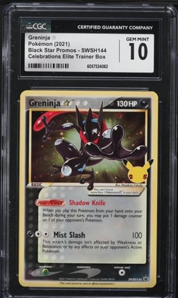 2021 Pokemon SWSH Black Star Promo Celebrations Greninja Gold Star #144 CGC 10