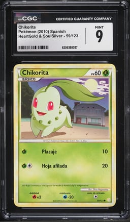 2010 Pokemon Spanish Heartgold & Soulsilver Chikorita #59 CGC 9 MINT