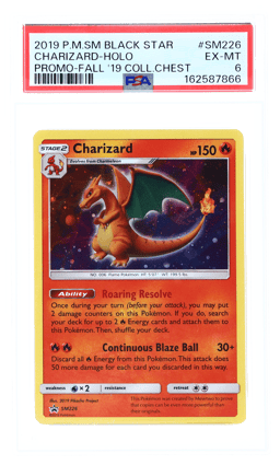 2019 Pokemon Black Star Promo Holo Fall Collector Chest Charizard #SM226 PSA 6