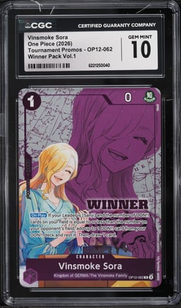 2026 One Piece Tournament Promo Winner Pack Volume 1 Vinsmoke Sora #OP12-062 CGC 10 GEM MINT