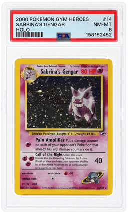 2000 Pokemon Gym Heroes Holo Sabrina's Gengar #14 PSA 8