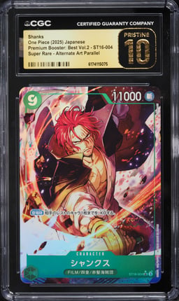 2025 One Piece Japanese Premium Booster: Best Vol.2 SR Alt Art Shanks #ST16-004 CGC 10 PRISTINE