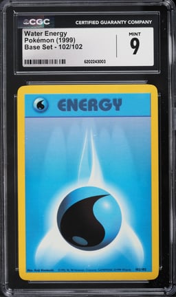 1999 Pokemon Base Set Water Energy #102 CGC 9 MINT