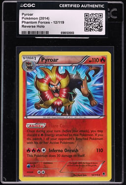 2014 Pokemon XY Phantom Forces Reverse Holo Pyroar #12 CGC AUTH