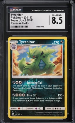 2019 Pokemon Team Up Reverse Holo Tyranitar #85 CGC 8.5 NM-MT+
