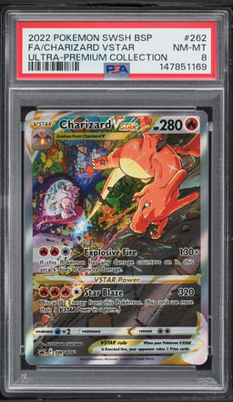 2022 Pokemon Sword & Shield Promo Ultra Premium Full Art Charizard Vstar #SWSH262 PSA 8 NM-MT