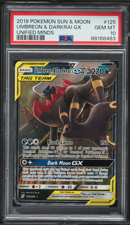 2019 Pokemon Sun & Moon Unified Minds Holo Umbreon & Darkrai GX #125 PSA 10 GEM MINT