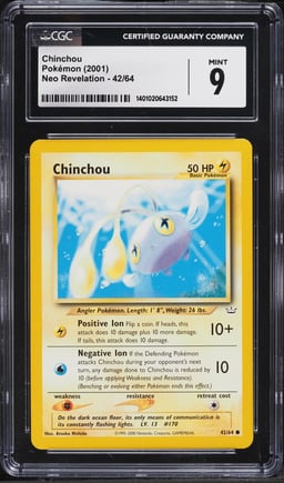2001 Pokemon Neo Revelation Chinchou #42 CGC 9 MINT