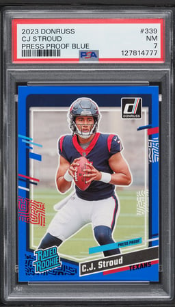 2023 Donruss Press Proof Blue C.J. Stroud ROOKIE #339 PSA 7 NRMT