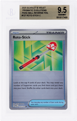 2025 Pokemon Scarlet and Violet Prismatic Evolutions Poke Ball Reverse Foil Roto Stick #127 BGS 9.5