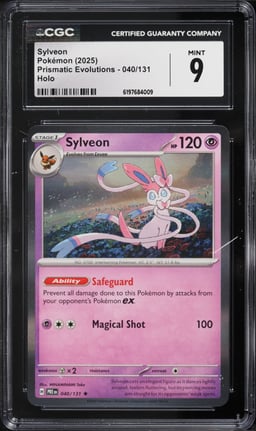 2025 Pokemon Scarlet & Violet Prismatic Evolutions Holo Sylveon #40 CGC 9 MINT