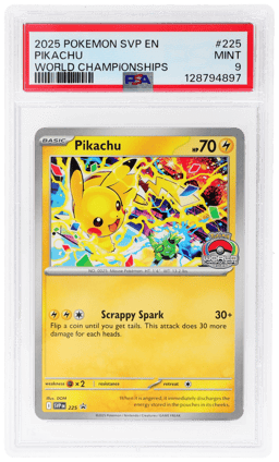 2025 Pokemon Scarlet and Violet Black Star Promo World Championships Pikachu #225 PSA 9