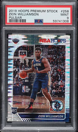 2019 Hoops Premium Stock Pulsar Zion Williamson ROOKIE #258 PSA 9 MINT