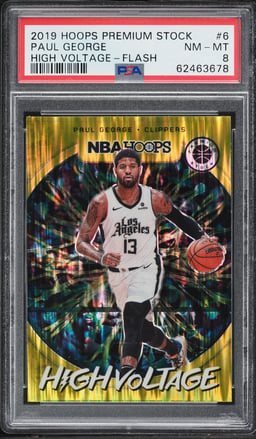 2019 Hoops Premium Stock High Voltage Flash Prizm Paul George #6 PSA 8 NM-MT