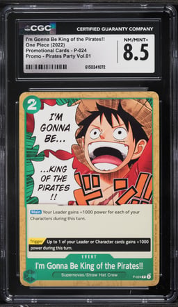2022 One Piece Promo Pirates Party Vol.01 I'm Gonna Be King Of The Pirates!! #P-024 CGC 8.5