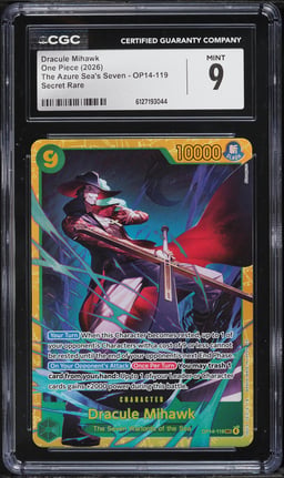 2026 One Piece The Azure Sea's Seven SEC Dracule Mihawk #OP14-119 CGC 9 MINT