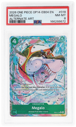 2026 One Piece Op14-Eb04 the Azure Sea's Seven Alternate Art Megalo #018 PSA 8