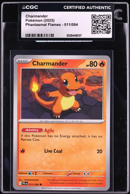 2025 Pokemon Mega Evolution Phantasmal Flames Charmander #11 CGC AUTH