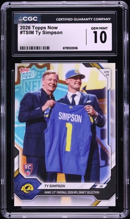 2026 Topps Now Ty Simpson ROOKIE #TSIM CGC 10 GEM MINT