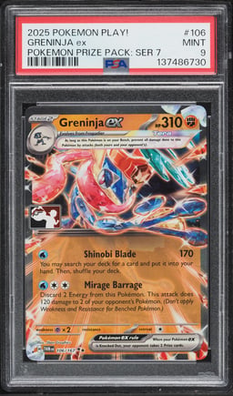 2025 Pokemon Scarlet & Violet Play! Prize Pack #7 Holo Greninja ex #106 PSA 9 MINT