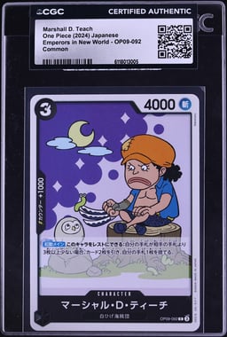 2024 One Piece Japanese Emperors In New World Marshall D. Teach #OP09-092 CGC AUTH