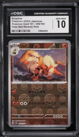2023 Pokemon Japanese Scarlet & Violet 151 Poke Ball Reverse Holo Arcanine #59 CGC 10 GEM MINT