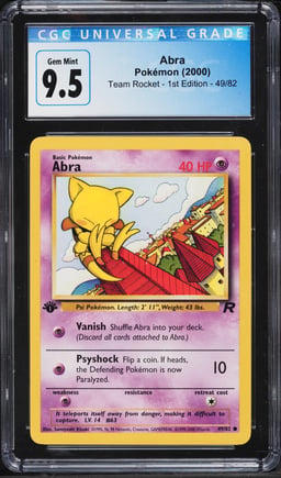 2000 Pokemon Team Rocket 1st Edition Abra #49 CGC 9.5 GEM MINT