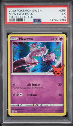 2022 Pokemon Sword & Shield Brilliant Stars Trick Or Trade Holo Mewtwo #56 PSA 5 EX