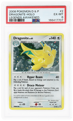 2008 Pokemon Diamond and Pearl Legends Awakened Holo Dragonite #2 PSA 6