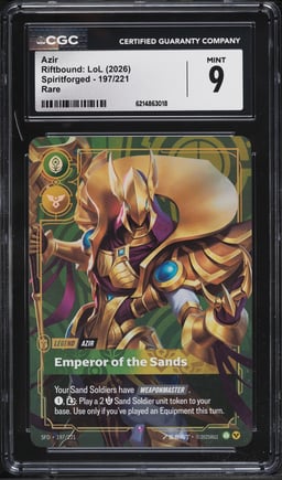 2026 Riftbound League Of Legends LoL Spiritforged Azir #197 CGC 9 MINT