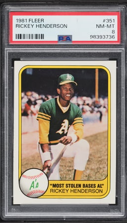 1981 Fleer Rickey Henderson #351 PSA 8 NM-MT