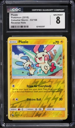 2018 Pokemon Sun & Moon Celestial Storm Reverse Holo Plusle #53 CGC 8 NM-MT