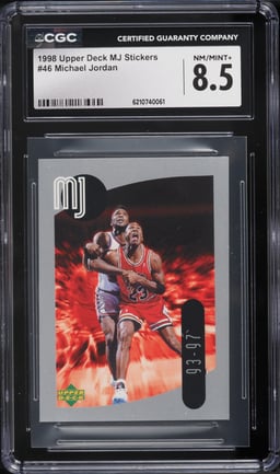 1998 Upper Deck MJ Stickers Michael Jordan #46 CGC 8.5 NM-MT+