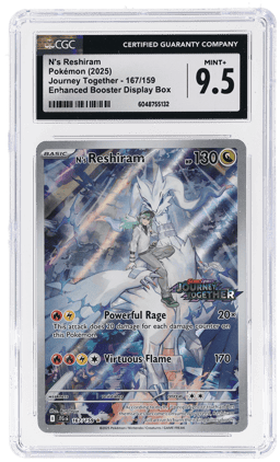 2025 Pokemon Scarlet and Violet Journey Together Enhanced Booster Box Topper N's Reshiram #167 CGC 9.5