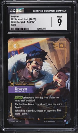 2026 Riftbound League Of Legends LoL Spiritforged Epic Draven #148 CGC 9 MINT