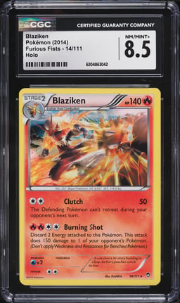 2014 Pokemon XY Furious Fists Holo Blaziken #14 CGC 8.5 NM-MT+