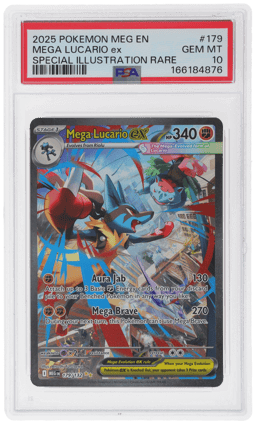 2025 Pokemon Mega Evolution Special Illustration Rare Mega Lucario Ex #179 PSA 10