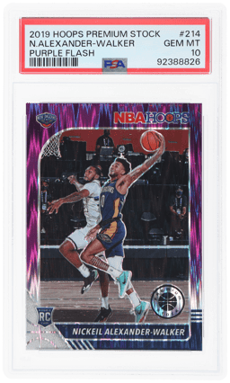 2019 Hoops Premium Stock Prizm Purple Flash Nickeil Alexander-Walker #214 22/35 PSA 10