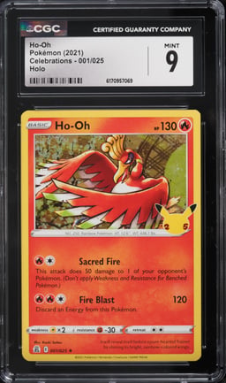 2021 Pokemon Sword & Shield Celebrations Holo Ho-Oh #1 CGC 9 MINT