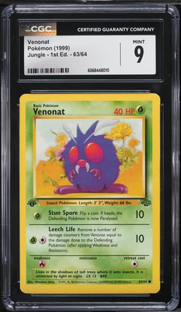 1999 Pokemon Jungle 1st Edition Venonat #63 CGC 9 MINT