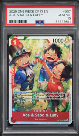 2025 One Piece Carrying On His Will SR Ace & Sabo & Luffy #OP13-007 PSA 10 GEM MINT